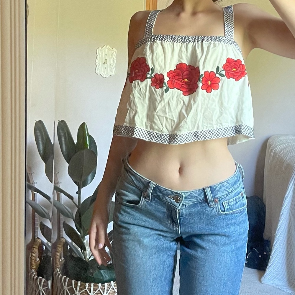 white floral tank